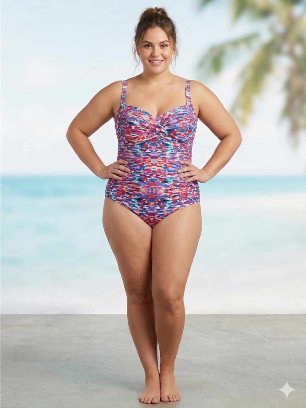 Beach Party Ruched One Piece Swimsuit Sweetheart Neck Size 20 NWT